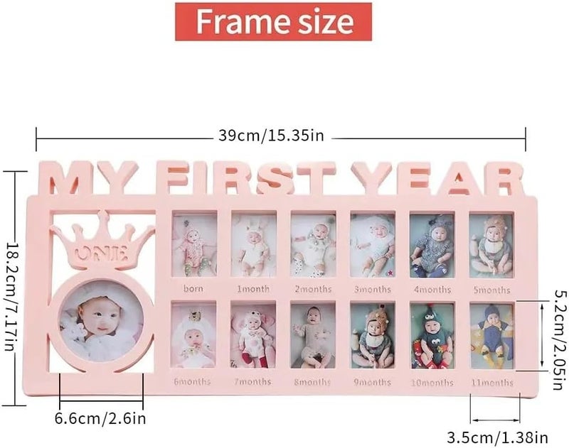 CCONYA Creative Baby Commemorate First 12 Months Picture Frame Kids Growing Memory Gift DIY Newborns First Year Souvenirs Photo Frame (pink) - Image 3